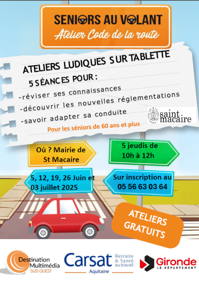 Ateliers ludiques sur tablette code de la route “Seniors au volant”