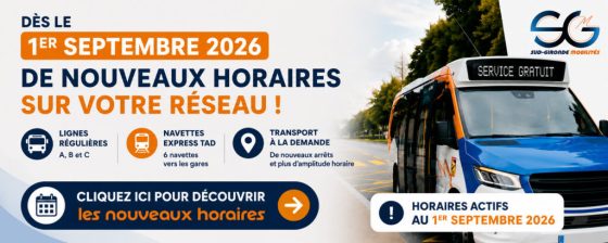 Nouveaux horaires Navette Transport à la demande TAD Express