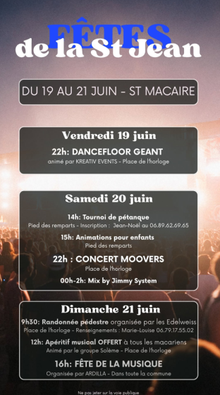 Fête de la Saint Jean du 19 au 21 Juin