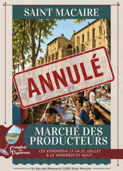 Marché des producteurs du vendredi 31 Juillet annulé